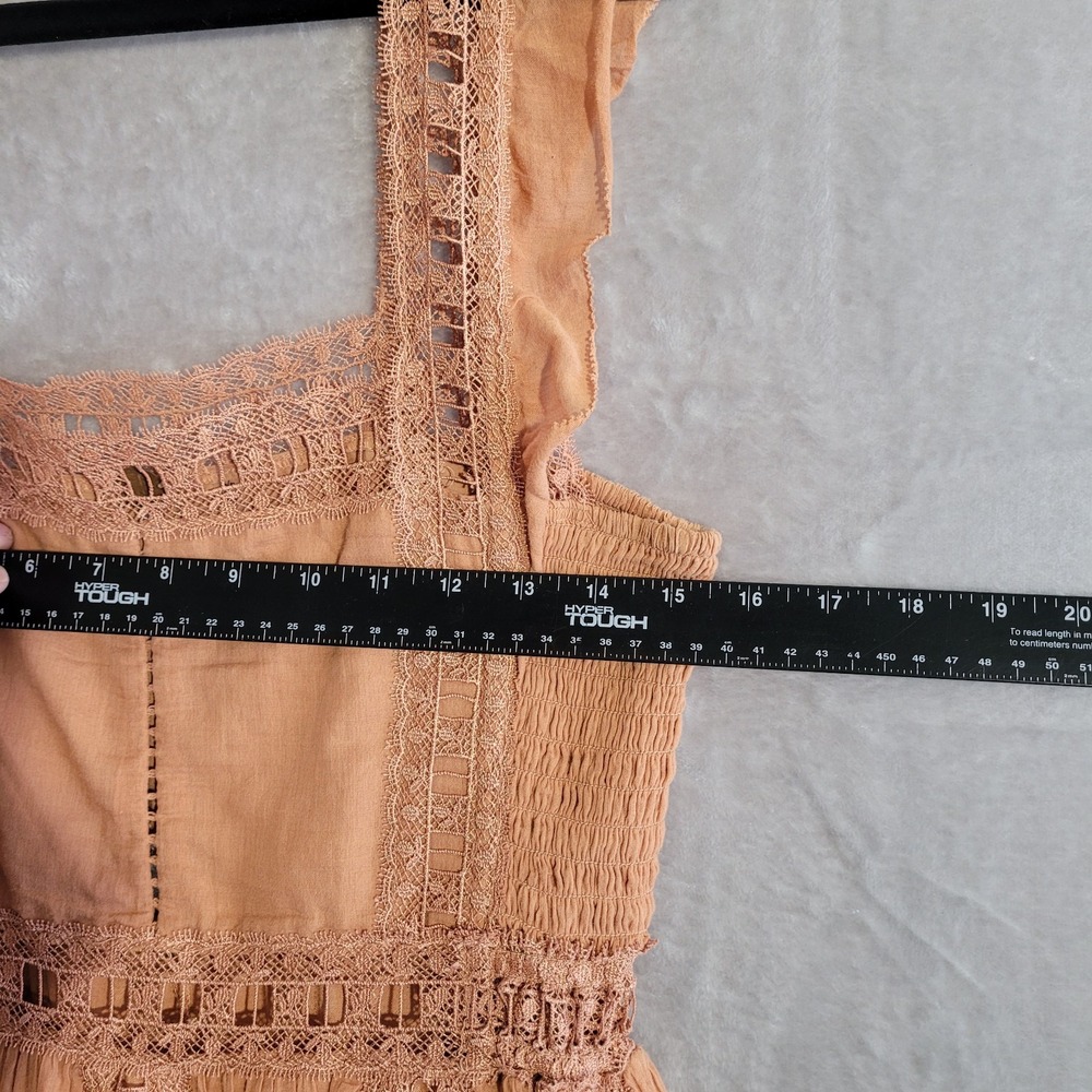 FP One Free People Verona Mini Dress In A Muted Orange Color Sz M Crochet Accent - Picture 3 of 11